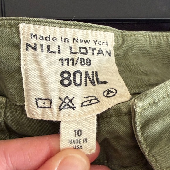 Nili Lotan Jenna Pants Green Raw Hem Flap Pocket Size 10 - Picture 4 of 7
